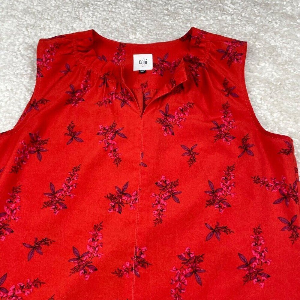 Cabi Red Floral Sprig Sleeveless Blouse Top - Picture 7 of 8